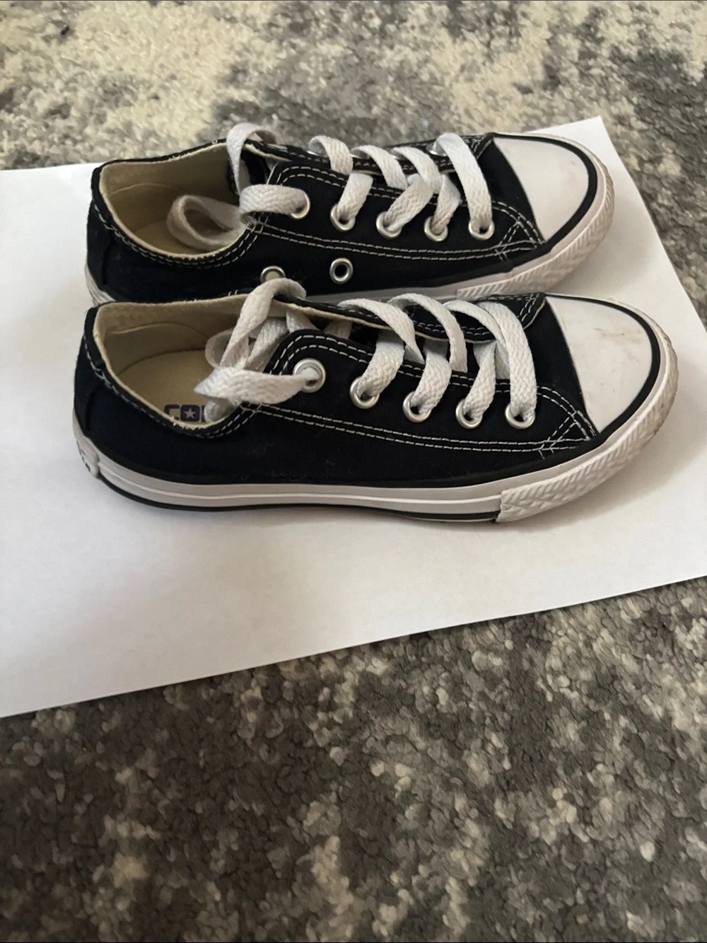 Converse Kids Black Low Top Canvas Sneakers with White Accents